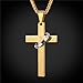 U7 18K Gold Plated English Lords Prayer Cross Halo Pendant Necklace