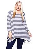 Hot Ginger Women's Plus Size Long Sleeve Shark Bite Top (1X-4X)