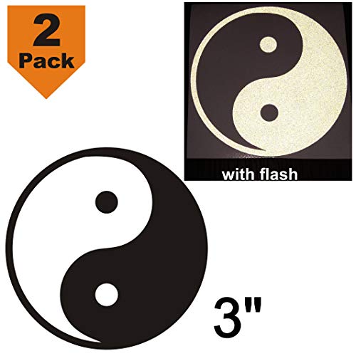 3" Yin Yang Chinese Tao Taoist Spiritual Black Reflects White Reflective 3M Decal Decals Vinyl Sticker Safety Night for Motorcycle Bike Bicycle Car Helmet Tailgate Laptop Notebook Window Phone Mobile