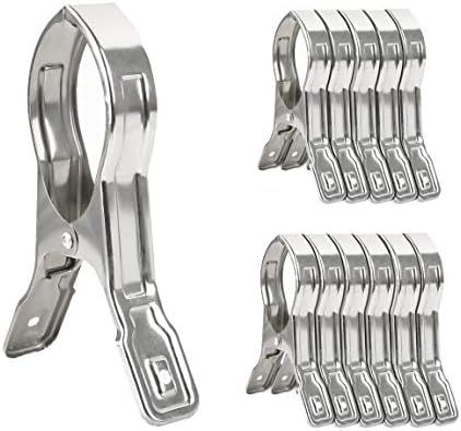 BAOEF Pool Cover Clamps,12 Packs Sturdy Large Stainless Steel Towel Clips,Clothes Quilt Pins Pegs Hanger for Beach Towel,Loungers on Cruise,Clothesline,Windproof,5.5''