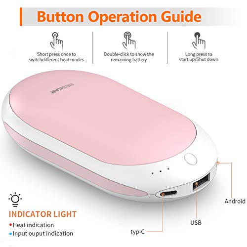 BESKAR Rechargeable Hand Warmers -7800 mAh Super Electric USB Hand Warmer & Power Bank, Reusable Portable Pocket Handwarmer, Long-Lasting Heating for Camping, Outdoor Sports, Winter Gift -Power Plus+