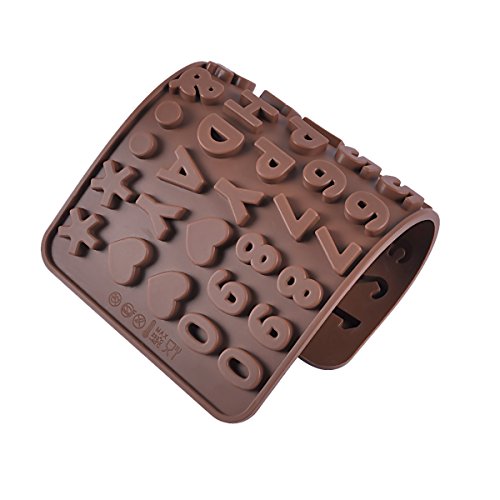 Prokitchen Letters Chocolate Molds, Silicone Number Tray Mold for Happy Birthday, Wedding and Valentine Day Fondant Cake Decoration, Set of 2 - Thumbnail 4