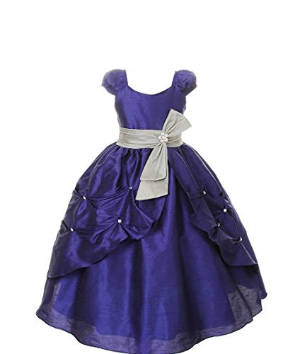 Pink Wings Girlsâ€™ Ball Gown (PWDGR6744_blue Dupioni_1-2 Years)