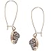 Humble Chic Simulated Druzy Threaders - Upside-Down Long Hoop Dangle Drop Earrings for Women, Simulated Hematite, Grey, Metallic, Silver-Tone, Gold-Tone