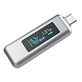 USB Type C PowerMeter Tester - Jokitech Measurement multimeter Tool Compatible with USB-C Thunderbolt 3 Charger Cable, PD PowerBank, Huawei MateBook, Google ChomeBook, Mac Computers - Silver