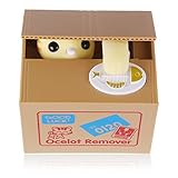 Suns Bell Yellow Cat Stealing Cute Coin Bank Money Saving Collection Box Cents Penny Container (Yellow Cat)