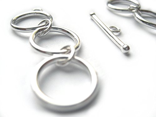 3 Qty. 12mm Round Toggle Clasp with 3 Ring Extender .925 Sterling Silver by JensFindings