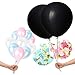 Treasures Gifted Gender Reveal 36 Inch Black Balloons with Blue and Pink Confetti Neutral Party Supplies Celebration Kit Boy or Girl Pastel Balloons for Baby Shower Decoration