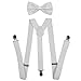 Men's Roaring 1920s Set Manhattan Fedora Hat,Y-Back Suspenders & Pre Tied Bow Tie, Gangster Tie & Fake Mustache (OneSize, Z-White)