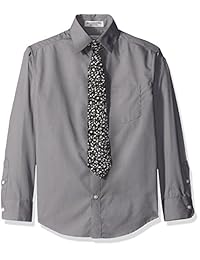 Perry Ellis Camisa empacada con corbata de tela sólida para hombre