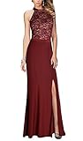 REPHYLLIS Women's Halter Floral Lace Vintage Wedding Maxi Long Dress