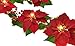 Homeseasons LED Lighted Red Poinsettia Garland with Holly Leaves and Red Berries,6 Feet,Perfect Holiday and Christmas Decoration