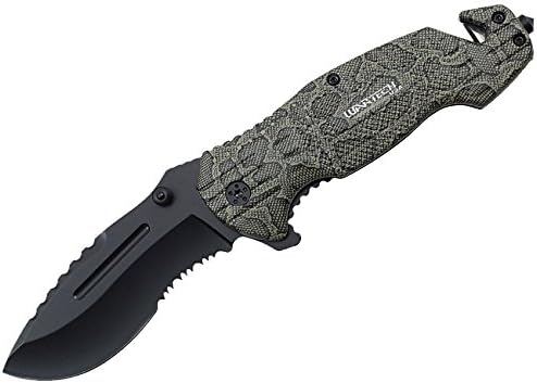 Wartech Tactical Half Serrated Spring Assist Rescue Knife
