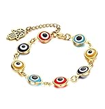 Blowin Multi Color Evil Eye Bracelet Stainless Steel Hand of Fatima Hamsa Charm Bracelets
