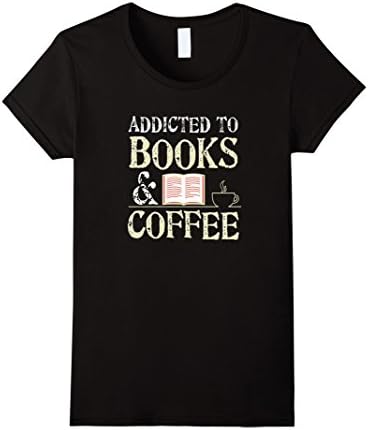 Womens Addicted To Books And Coffee T Shirt Medium Black
