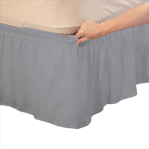 Relaxare King 500TC 100% Egyptian Cotton Silver Grey Solid 1PCs Wrap Around Bedskirt Solid (Drop Length: 15 inches) - Ultra Soft Breathable Premium Fabric