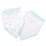 aden by aden + anais Bandana Bib, 100% Cotton Muslin, Soft Absorbent 3 Layers, Adjustable, 8.5” X 16”, 2 Pack, Teddy Bears