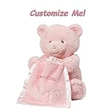 GUND Cute Custom Personalized 11.5 Inches Peek A Boo Baby Teddy Bear Animated Stuffed Animal Plush, Best Cuddle Toy Gift for Family Love Ones - Pink