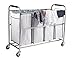 Sagler 4 bag laundry hamper with wheels rolling laundry cart Heavy duty Laundry Sorter removable, Bronze/white laundry organizer