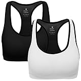 MIRITY Women Racerback Sports Bras - High Impact Workout Gym Activewear Bra Color Black White Size M