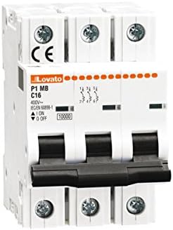 Lovato Electric P1MB3PB63 Miniature Circuit Breaker, 3P - 10Ka, 3 Modules, Characteristic B, 63A