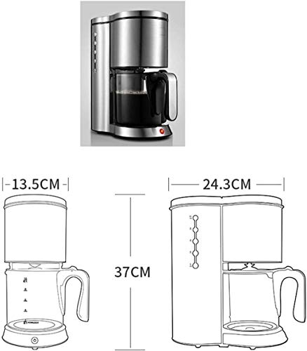 PXX Filterkaffeemaschine, Drip Kaffeemaschine Edelstahl Mit 1,25 L Glaskanne Abnehmbarer Filterkaffeemaschine Anti-Drip… – Bild 8