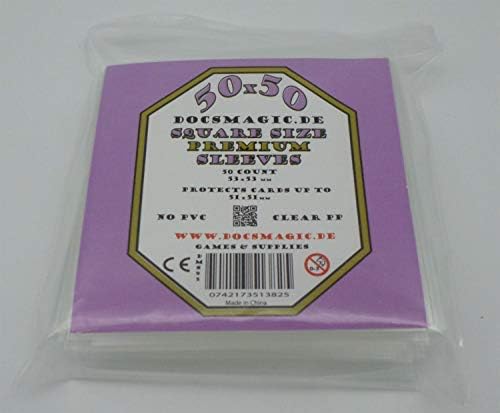 docsmagic.de 50 Premium Mini Square Board Game Sleeves - 51 x 51-53 x 53 - Kingdom Death, Gear - 53 X 53 Mm, KDM - 53 x 53