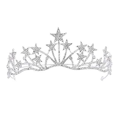Toogoo Baroque Luxury Silver Crystal Star Pearls Bridal Tiaras