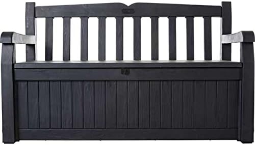 Keter Madison Wood Effect Plastic Bench Storage Box Grey Amazon Co Uk Garden Outdoors