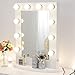Chende 25.6 x 19.7 Inches Hollywood Mirror with Light Bulbs, Lighted Vanity Mirror for Wall Makeup with Dimmer and US Outlet, Gloss Aluminum Tabletop Light up Mirror for Bedroom Vanity
