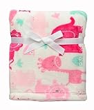 Baby Girl Safari Soft Blanket Lions, Elephants, Giraffes and Hippos