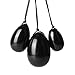 Yoni Eggs Massage Stones Stick,3pcs Natural Drilled Rose Crystal Quartz Jade Eggs and 1 pcs Massage Stick for Kegel Exercise Eggs Healing Stone to Train Pelvic Muscles