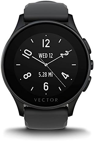 Vector Watch Luna Smartwatch -30 Day+ Autonomy, 5ATM, Notifications, Activity Tracking - Black Case/ Black Silicon-Sport