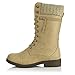 DailyShoes Women's Combat Style up Ankle Bootie Quilted Military Knit Credit Card Knife Money Wallet Pocket Boots