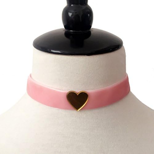 3GARDENLovely Choker Pink Velvet with Heart Love Necklace