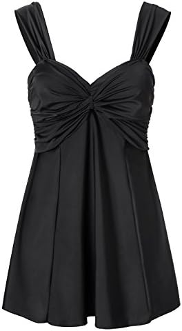 Lemonfish Women Underwire Tankini Swimsuit Plus Size, Halter Front Bow Top and Skort Bottom One Piece Bathing Suits