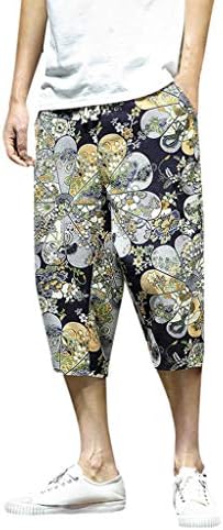 Wowpower Men's Wide Crotch Harem Cotton Linen Wide-Legged Bloomers Baggy Cropped Trousers