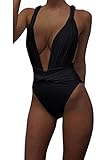 Women Sexy Halter Swimsuit 1PCS Bikini Set Summer Swimsuit,Black,Medium
