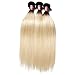 UNice 10A Grade Brazilian Straight Human Hair 1 Bundle T1B 613 Color Ombre Blonde Hair 100% Remy Human Hair Weaves Dark Roots Ombre Blonde Hair Wefts (12inch)