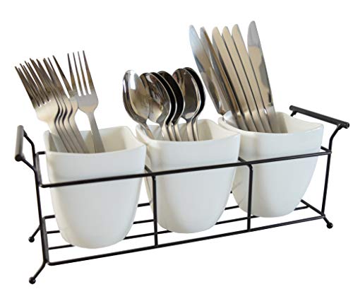Amazon.com - Silverware Caddy Utensil Holder Flatware Caddy White Ceramic Cutlery Organizer -