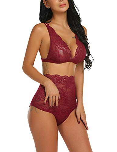 ADOME Sexy Dessous Set BH Dessous Sexy Erotische Lingerie Höhe Taille Reizwäsche Nachtwäsche Unterwäscshe Lace Spitze… – Bild 5