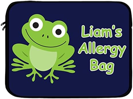 Personalized Allergy Bag for EpiPen, Auvi Q, Chamber Holder, Customizable and Handmade in the USA, Epi Pen Allergy Case, School, Waterproof - Green Frog - Medical Alert Bag - First Aid Kit