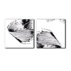 2 Panel Square Canvas Wall Art - Abstract Black Ink Splash - Giclee Print Gallery Wrap Modern Home Art Ready to Hang - 12"x12" x 2 Panels