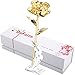 DEFAITH Real Rose 24K Gold Dipped, Forever Gifts for Her Valentines Day Anniversary Wedding and Proposal - King Gold with Acrylic Moon Stand