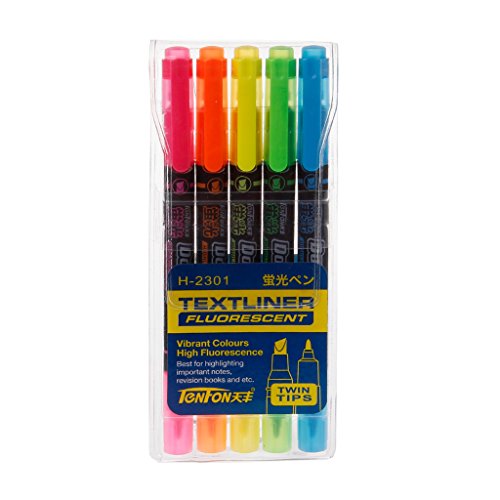 Susada 5PC Mixed Color Double Head Pen Marker Pen Highlighters For Office School Supply - Thumbnail 2