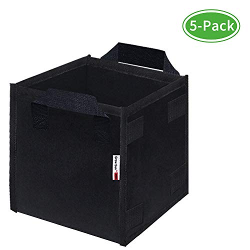 Growsun Square Fabric Grow Bag/Pot 7 Gallon 5 Bags Garden Planting Bags with Handle
