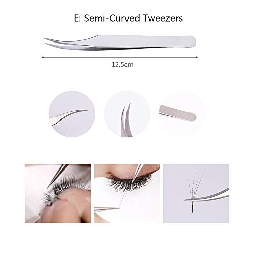 MissLytton Eyelash Extension Tweezers Kit, False Eyelash Applicator Tools, Stainless Steel Eyebrow Scissors Curved & Pointed Tip Tweezers Set for Applying Eyelids, Eyebrow, Ingrown Hair (Set of 7)