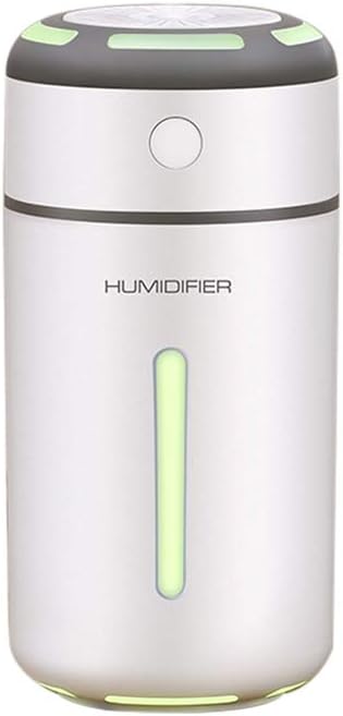 Bluefeel USB Humidifier Desktop 230ml Mini Portable Air Mist Humidifier Diffuser with Two Adjustable Mist Mode/Timer, 7 Color LED Light for Car, Work, Outdoor, Home, Baby –White