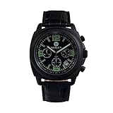 SILILUN Men Round Dial Quartz Multifunctional Watch Genuine Leather Band Business WristWatch (Green Black)