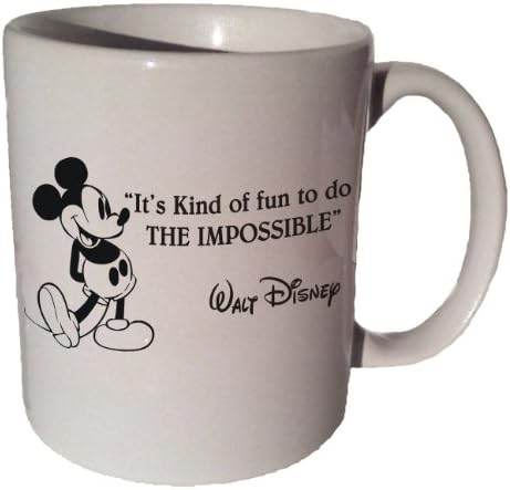 Mickey Mouse Disney "It's Kind of Fun to Do the Impossible" Quote Coffee Tea Ceramic Mug 11 Oz